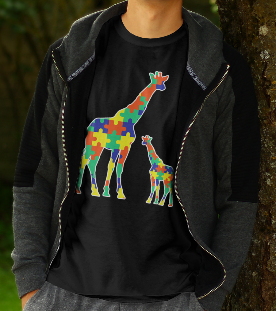 Kids Cute Autism Awareness Giraffes Puzzle T-Shirt