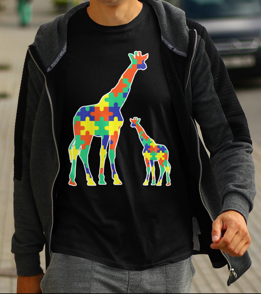 Kids Cute Autism Awareness Giraffes Puzzle T-Shirt