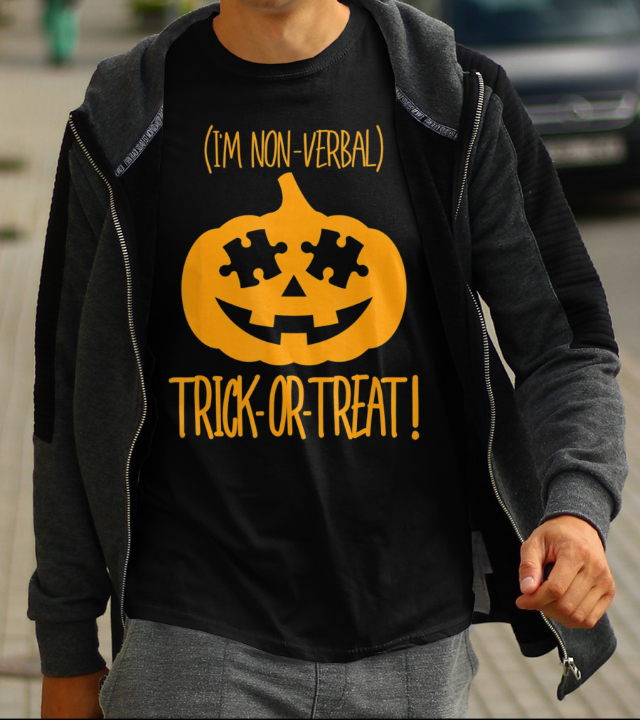 Trick-or-Treat I'm Non-Verbal Pumpkin Halloween Puzzle T-Shirt