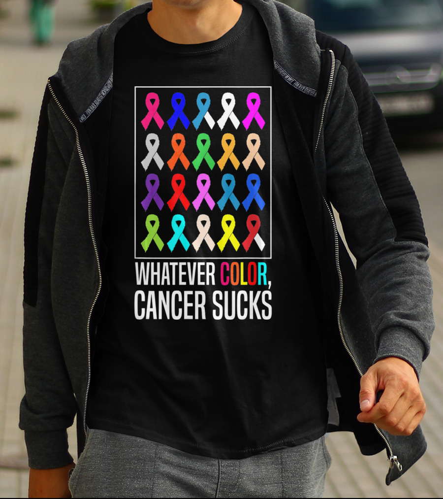 Whatever Color Cancer Sucks Ribbons Awareness T-Shirt