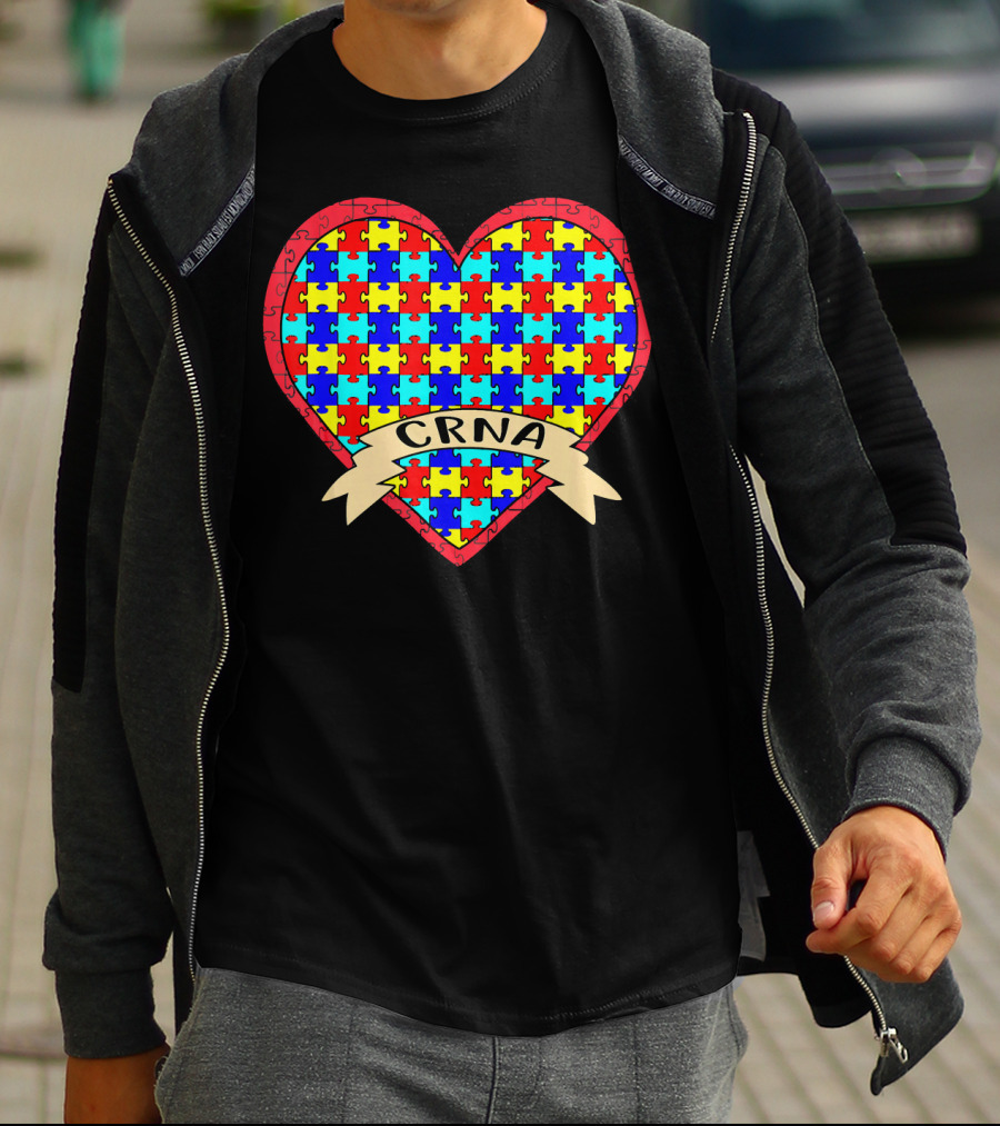 CRNA Autism Awareness Heart Puzzle Valentines T-Shirt