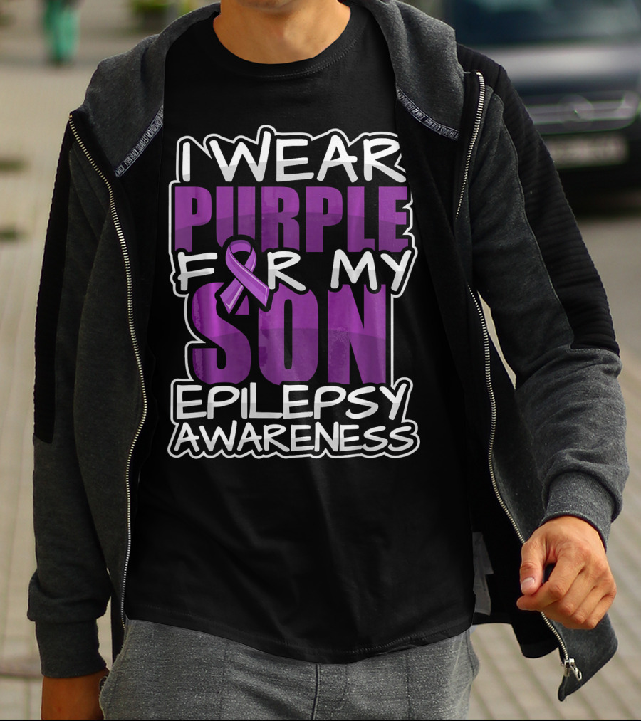 I Wear Purple For My Son Epilepsy Awareness T-Shirt
