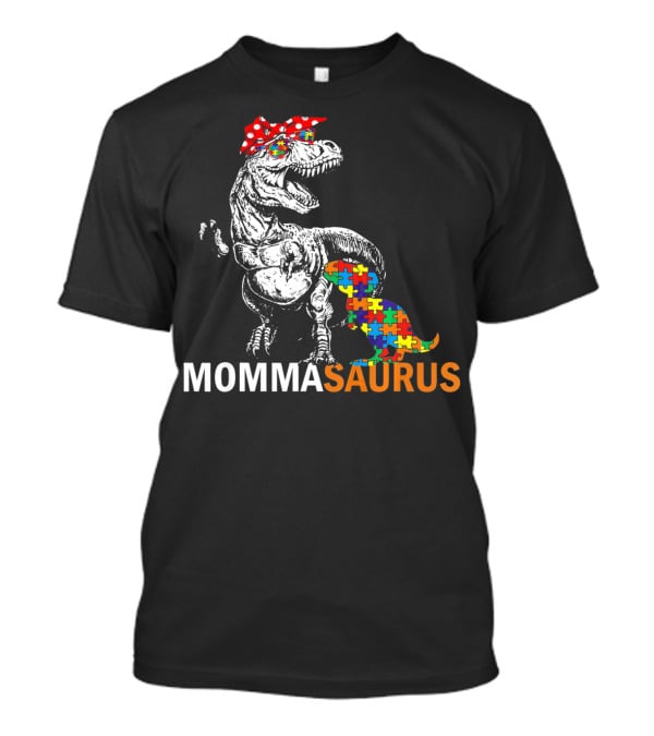 Momma Saurus Dinosaur With Autism Puzzle T-Shirt