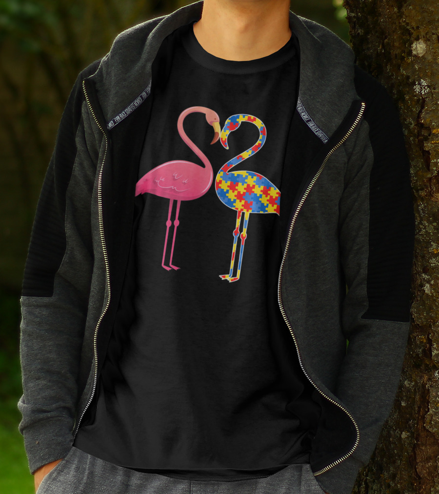 Flamingo Puzzle Autism Awareness T-Shirt
