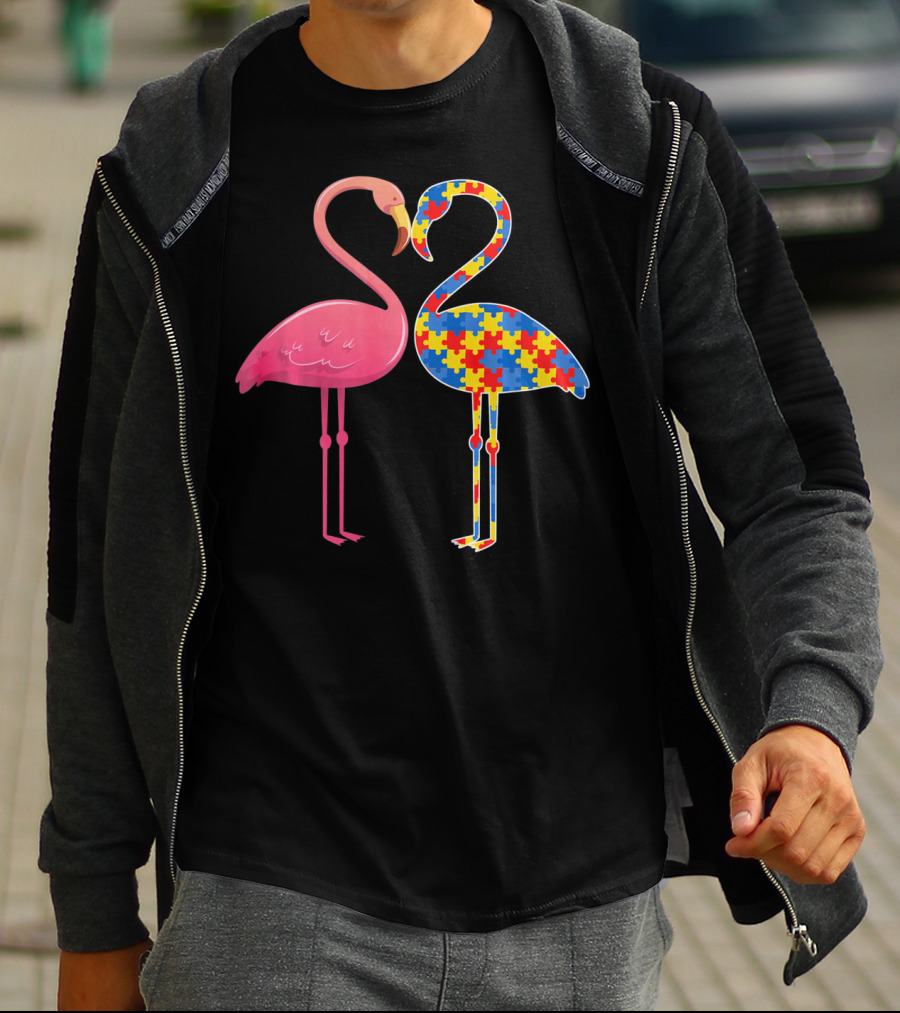 Flamingo Puzzle Autism Awareness T-Shirt