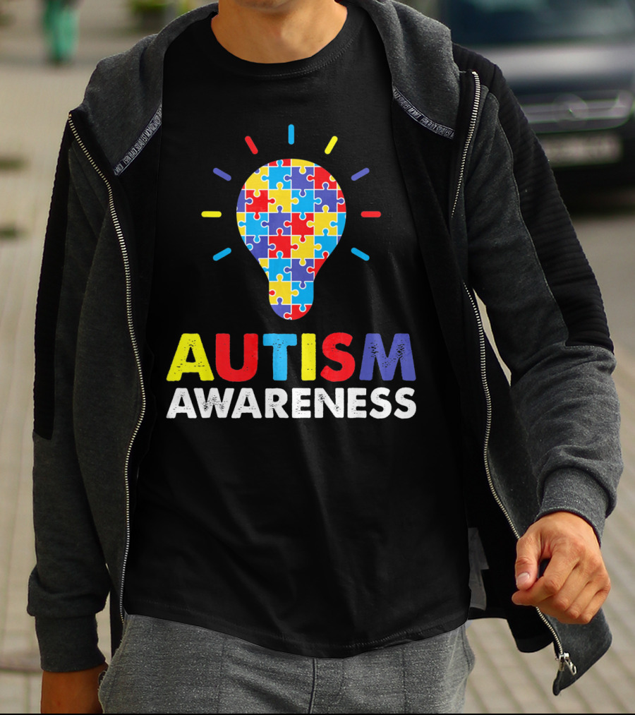 Autism Awareness Puzzle Piece Light Bulb Special Needs T-Shirt