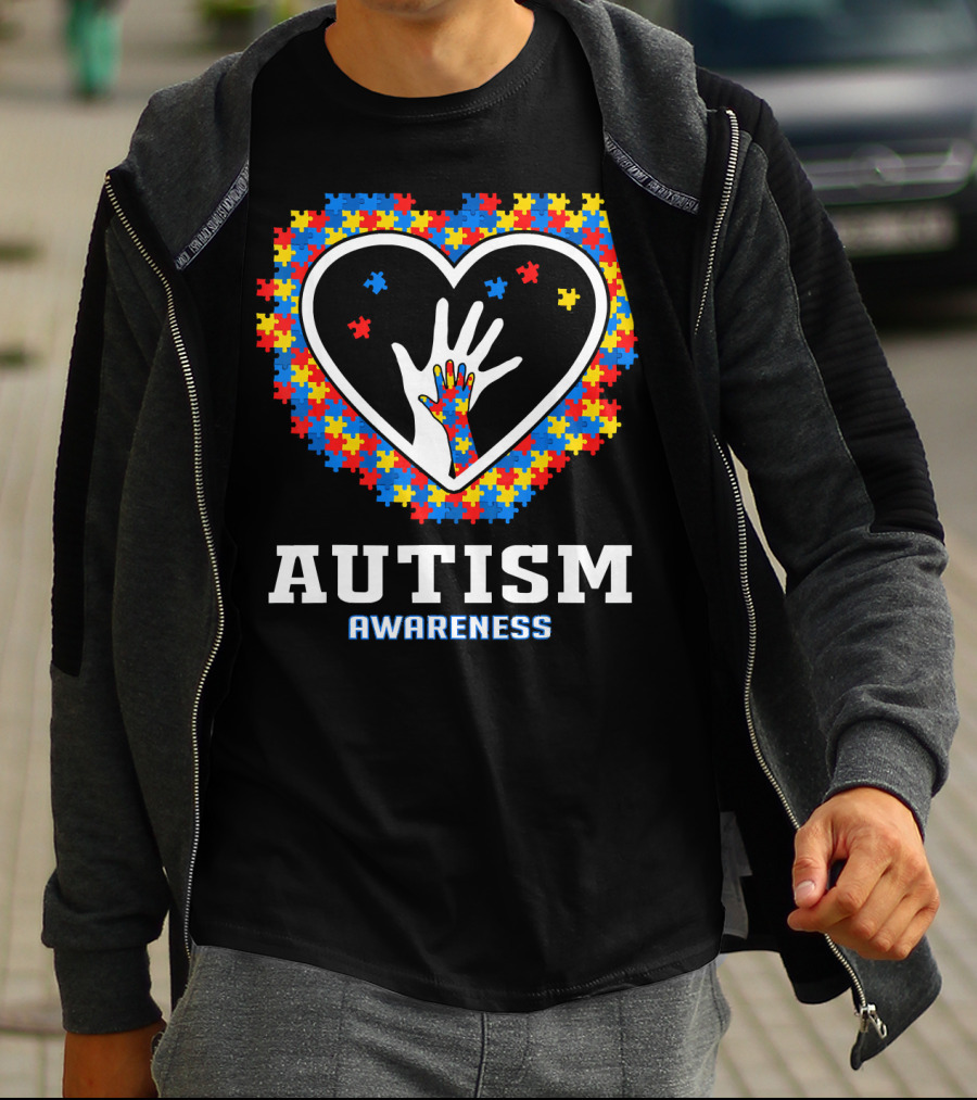 Autism Awareness Heart Puzzle Hands T-Shirt