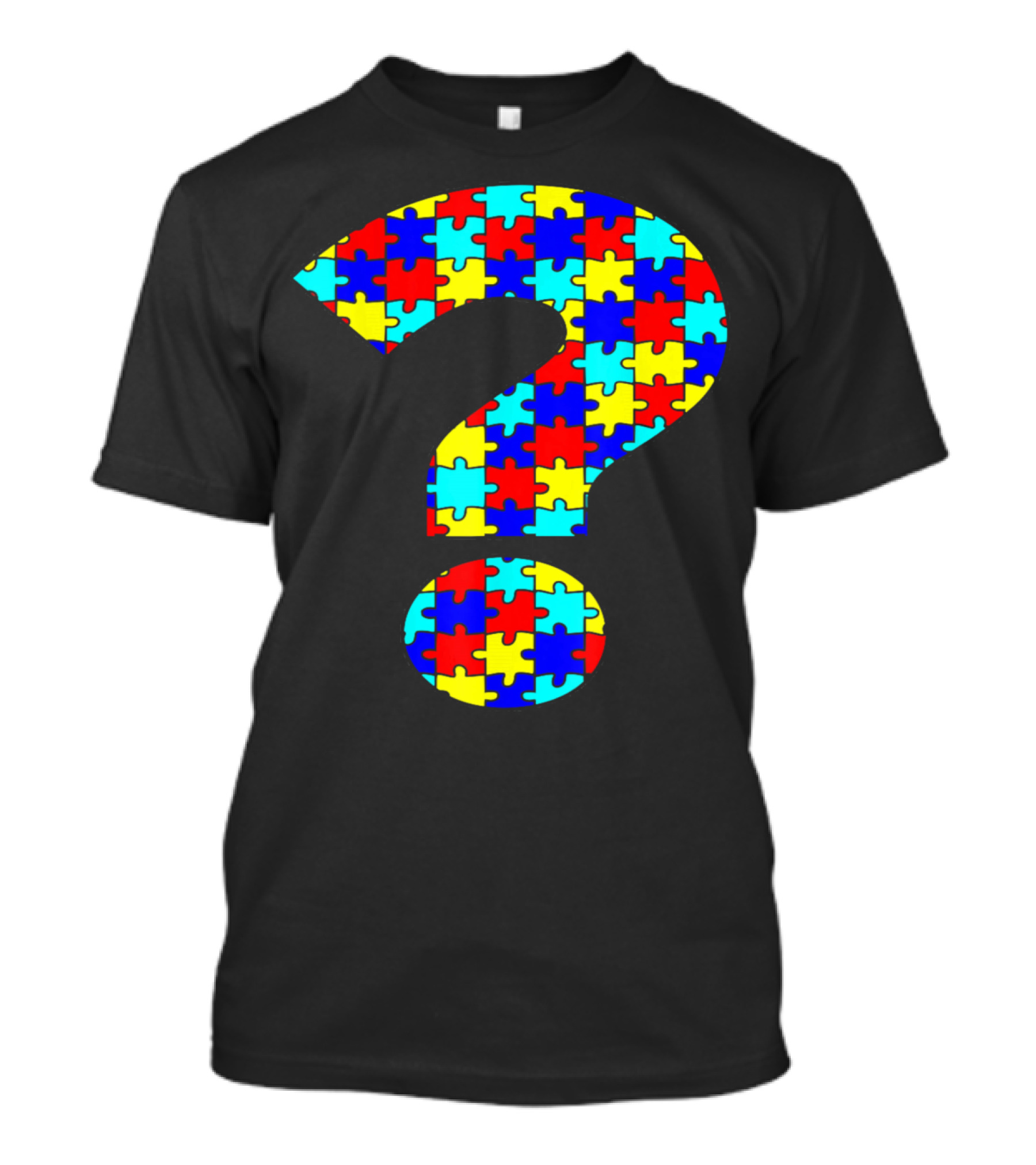 Puzzled Question Mark Autism Awareness Puzzle Piece T-Shirt