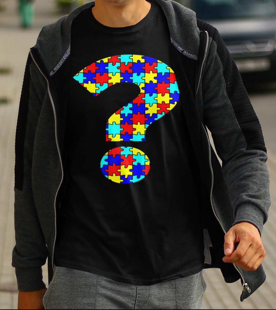Puzzled Question Mark Autism Awareness Puzzle Piece T-Shirt