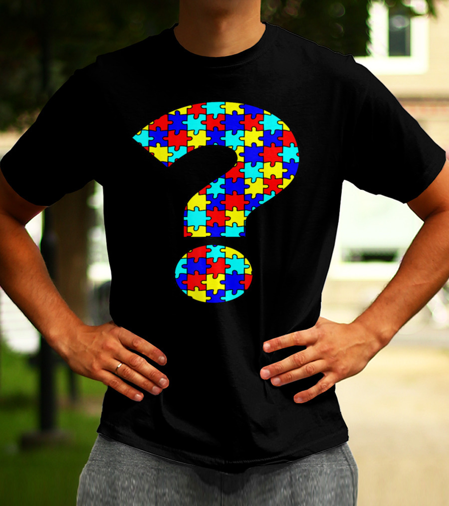 Puzzled Question Mark Autism Awareness Puzzle Piece T-Shirt