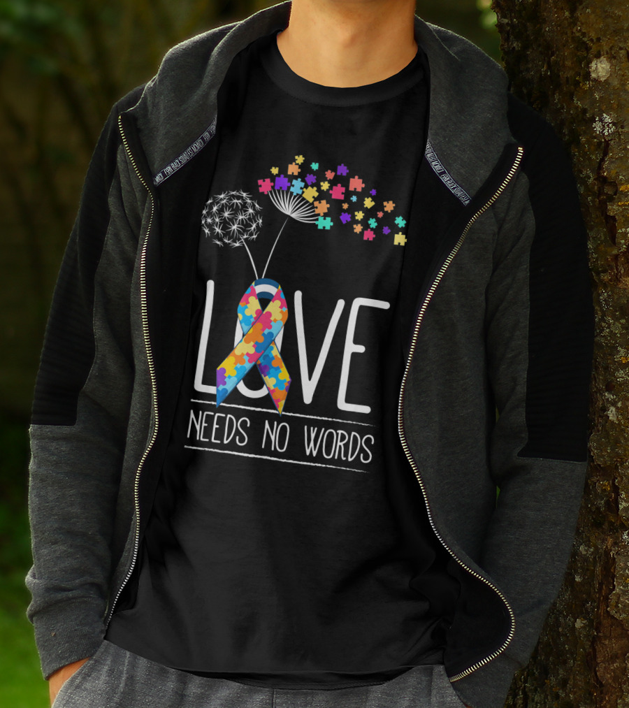 Autism Awareness Love Needs No Words Puzzle T-Shirt