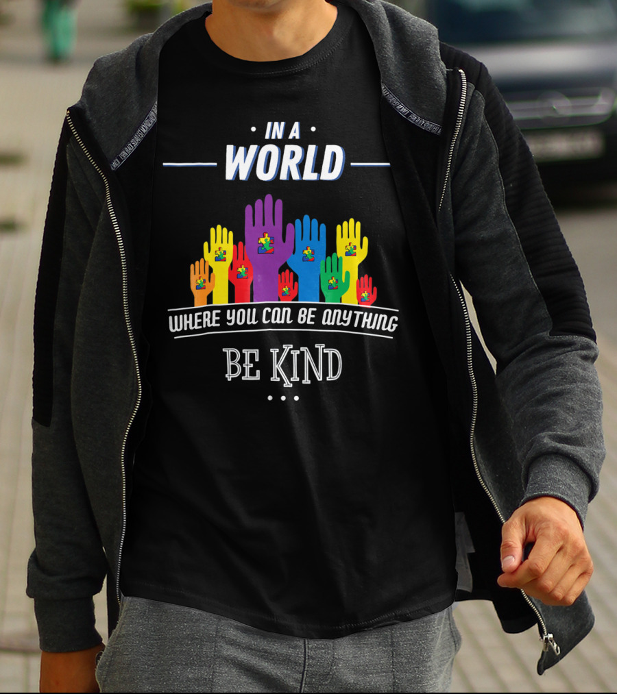 In A World Where You Can Be Anything Be Kind Autism Awareness Teacher Choose T-Shirt