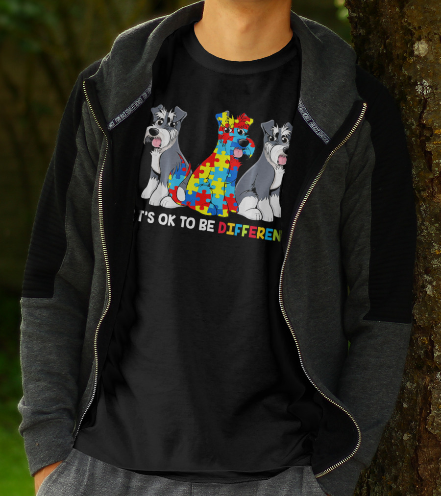 IT'S OK TO BE DIFFERENT MINIATURE SCHNAUZER PUZZLE PIECES T-Shirt