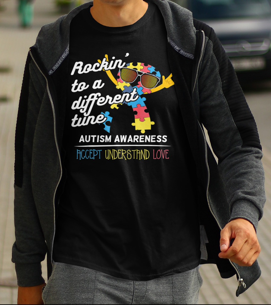 Rockin' To A Different Tune Autism Awareness Accept Understand Love T-Shirt