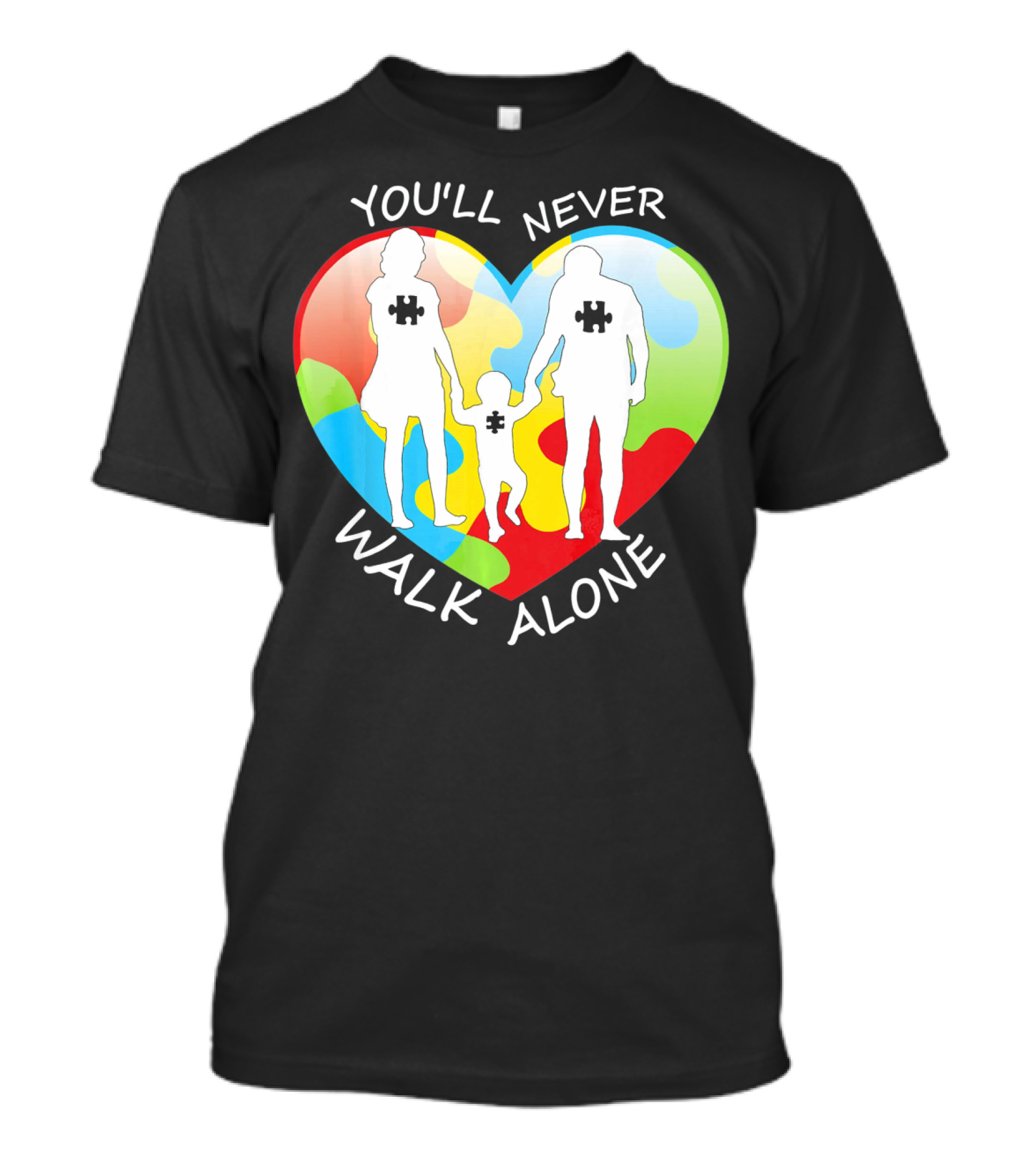 YOU'LL NEVER WALK ALONE PUZZLE FAMILY HEART T-Shirt