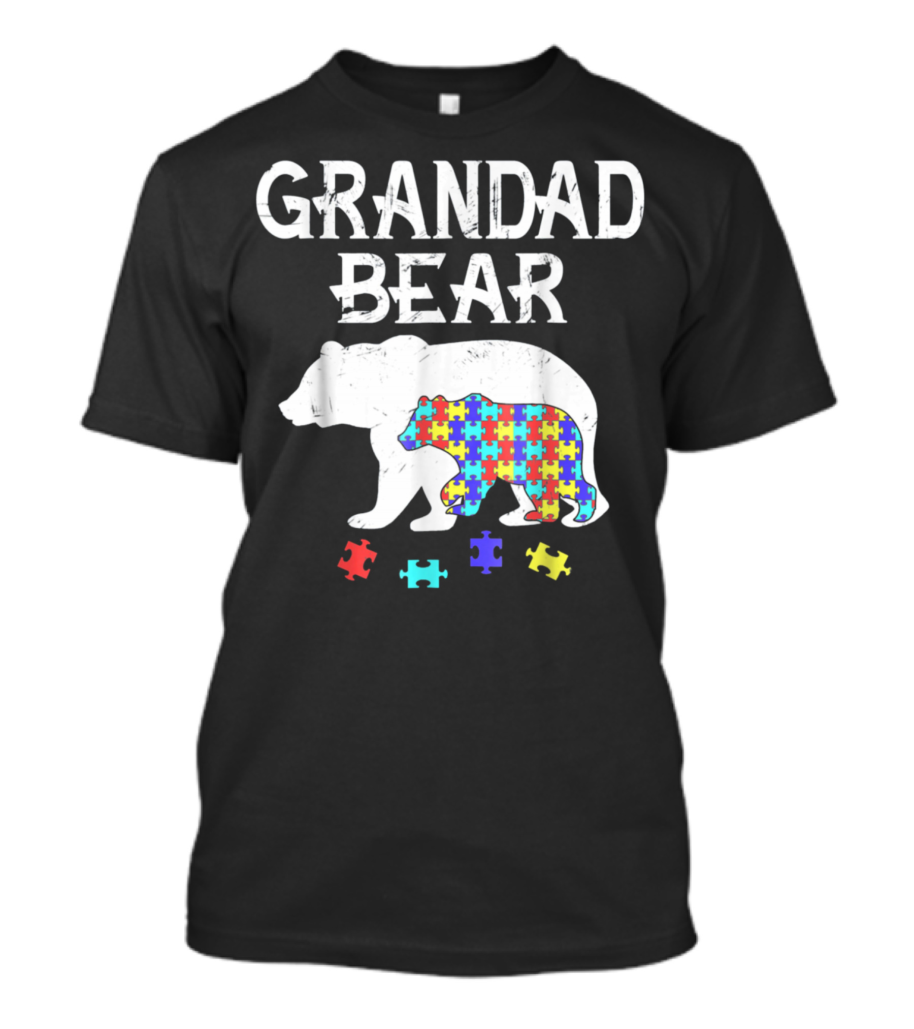 Grandad Bear Autism Awareness Puzzle Bear T-Shirt
