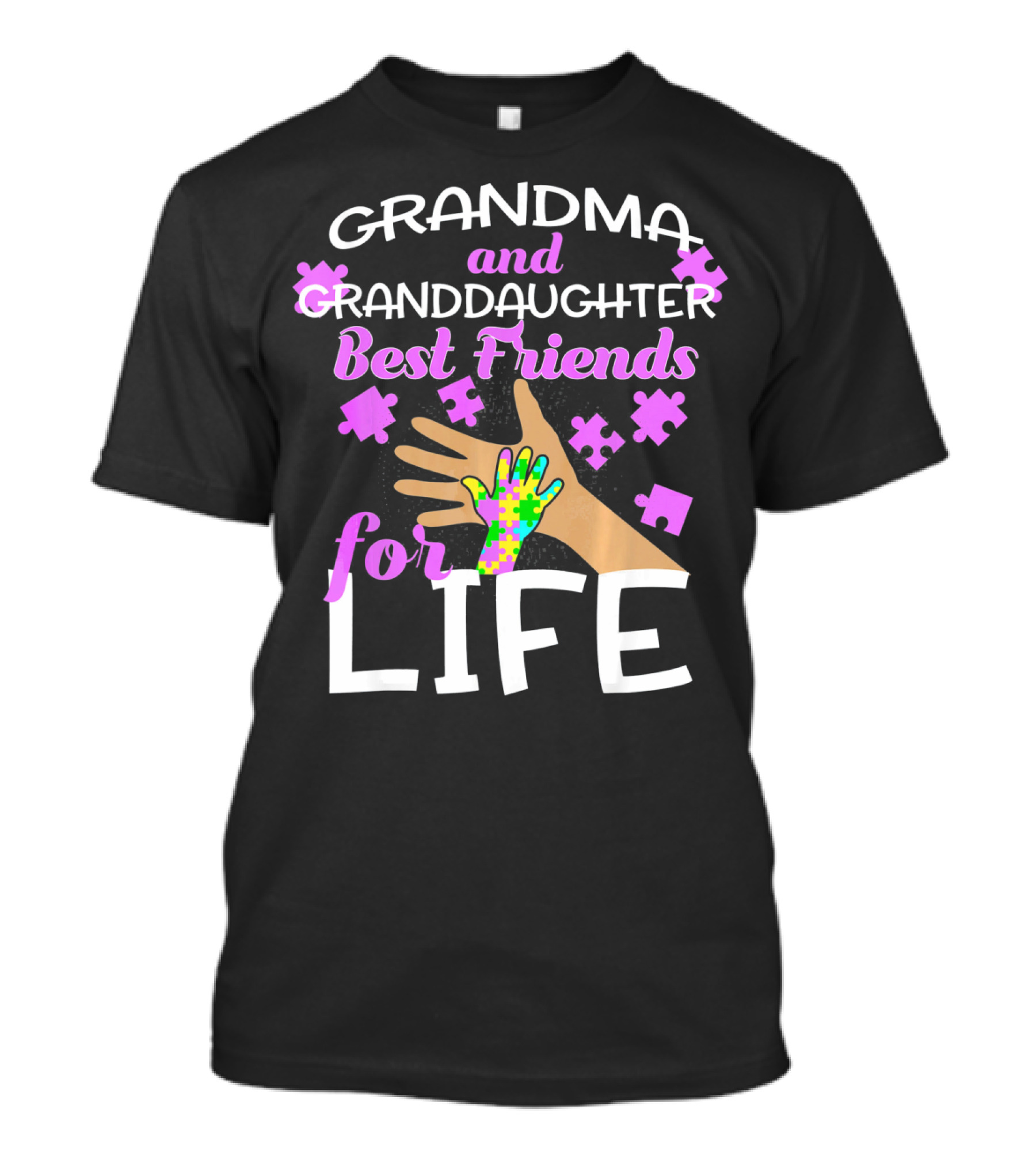Grandma And Granddaughter Best Friends For Life Autism Awareness Puzzle Piece T-Shirt