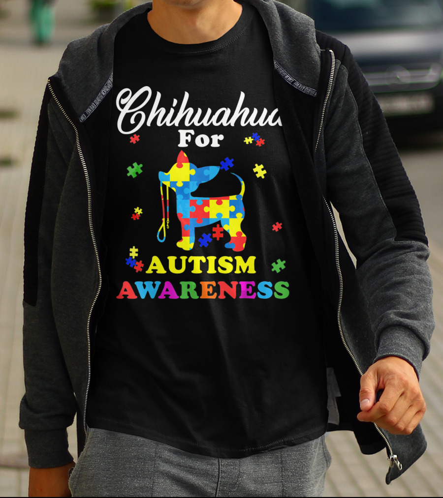 Chihuahua For Autism Awareness Puzzle Pattern Dog T-Shirt