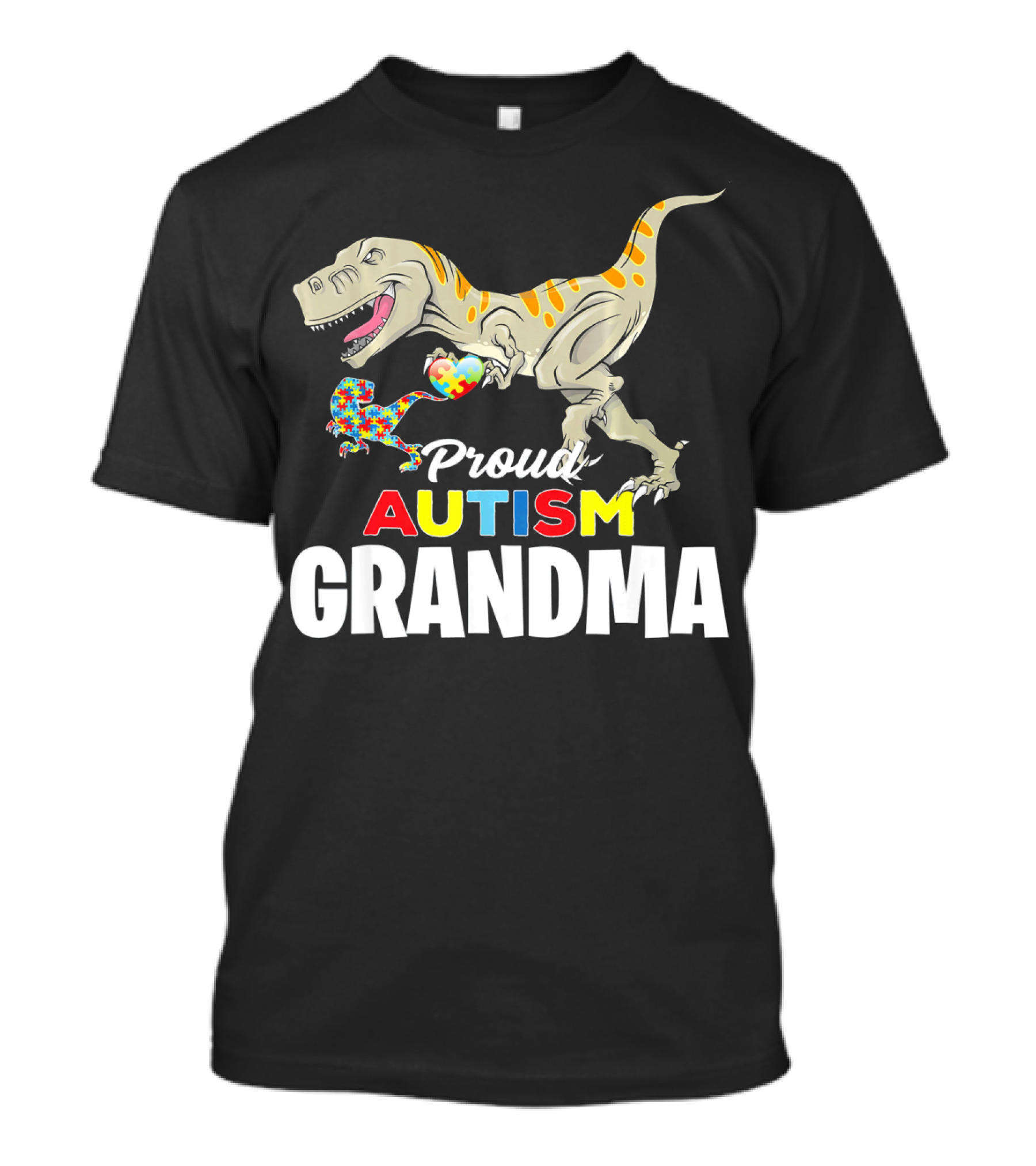 Proud Autism Grandma Dinosaur Puzzle Pattern Rex T-Shirt