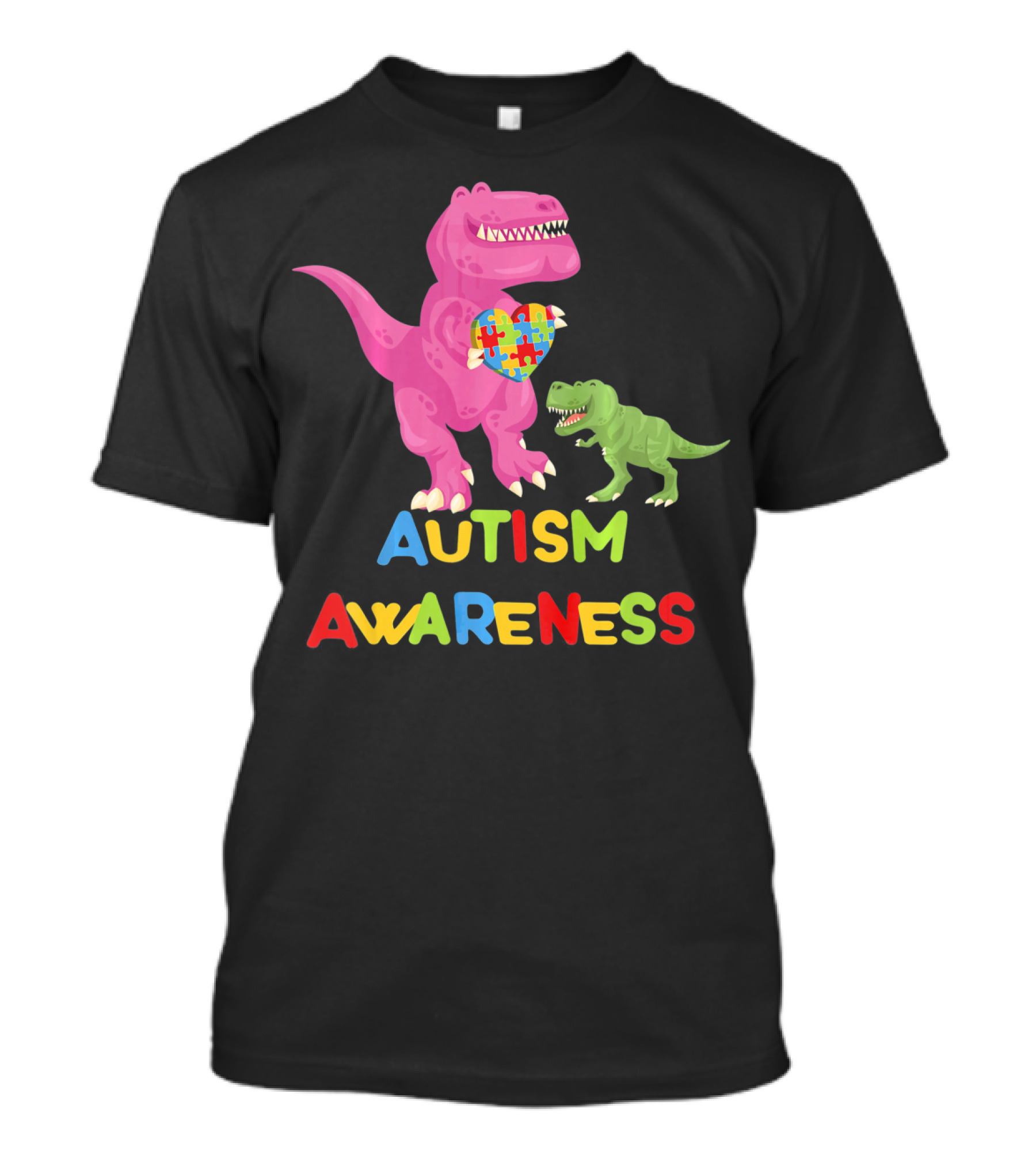Autism Awareness Two Dinosaur Heart Puzzle T-Shirt