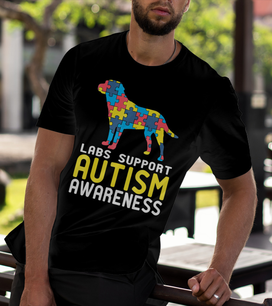 Labs Support Autism Awareness Puzzle Labrador T-Shirt