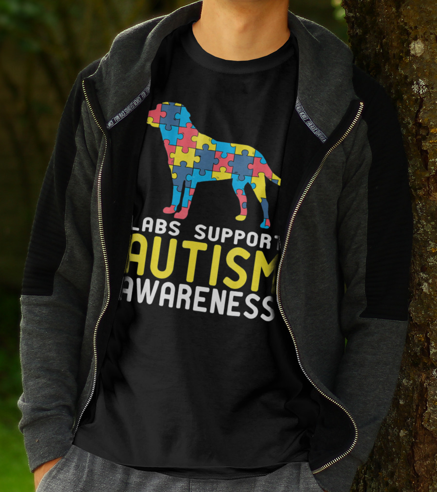 Labs Support Autism Awareness Puzzle Labrador T-Shirt