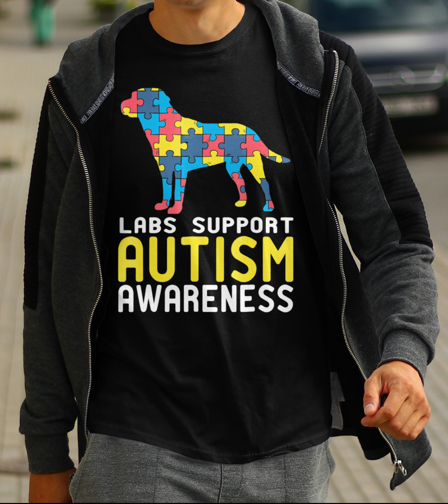 Labs Support Autism Awareness Puzzle Labrador T-Shirt