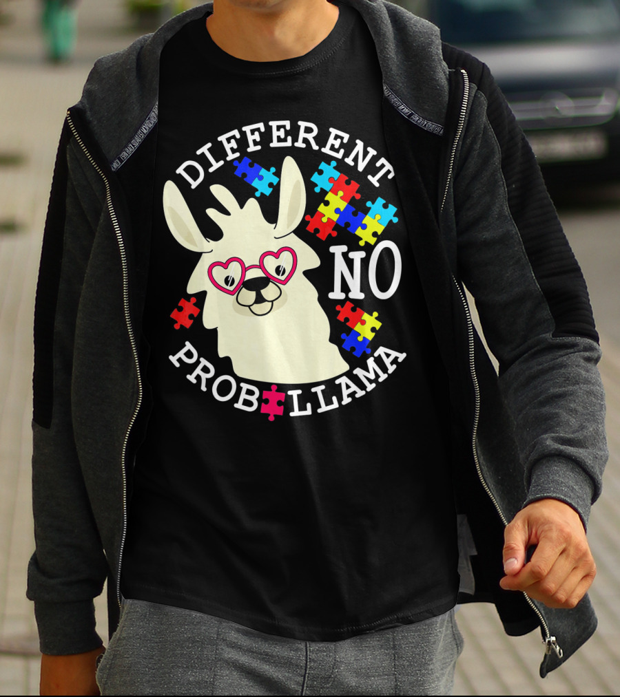 Different No Probllama Autism Awareness T-Shirt