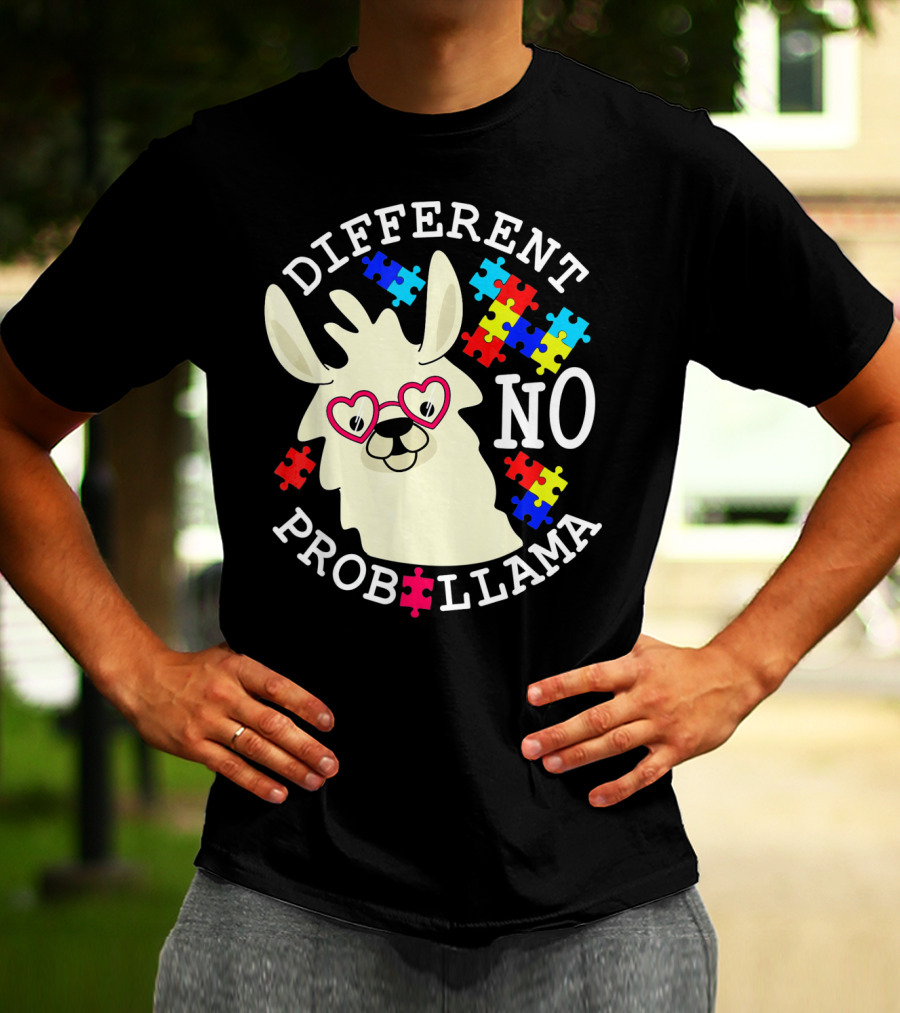 Different No Probllama Autism Awareness T-Shirt