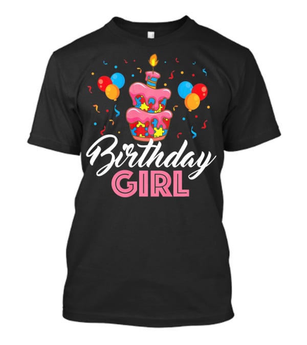 Birthday Girl Autism Puzzle Cake T-Shirt