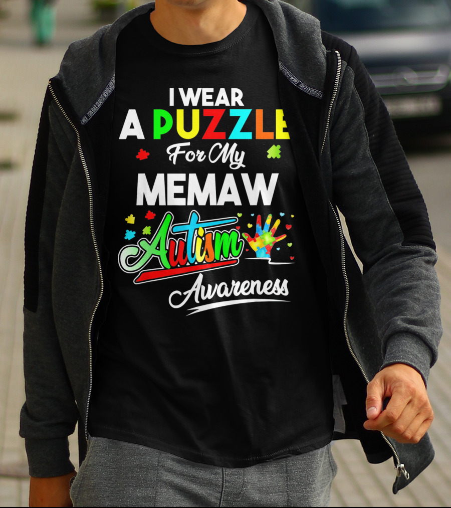 I Wear A Puzzle For My Memaw Autism Awareness T-Shirt