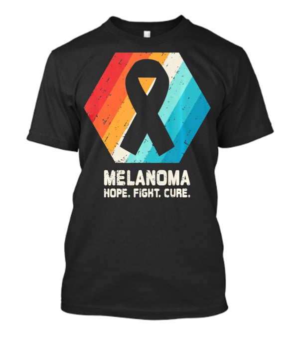 Melanoma Hope Fight Cure Awareness Ribbon Retro Stripe T-Shirt