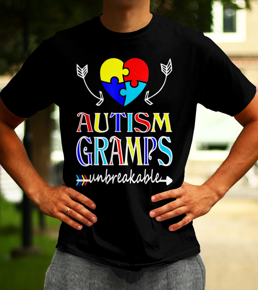 Autism Gramps Unbreakable Heart Puzzle Arrows Awareness T-Shirt