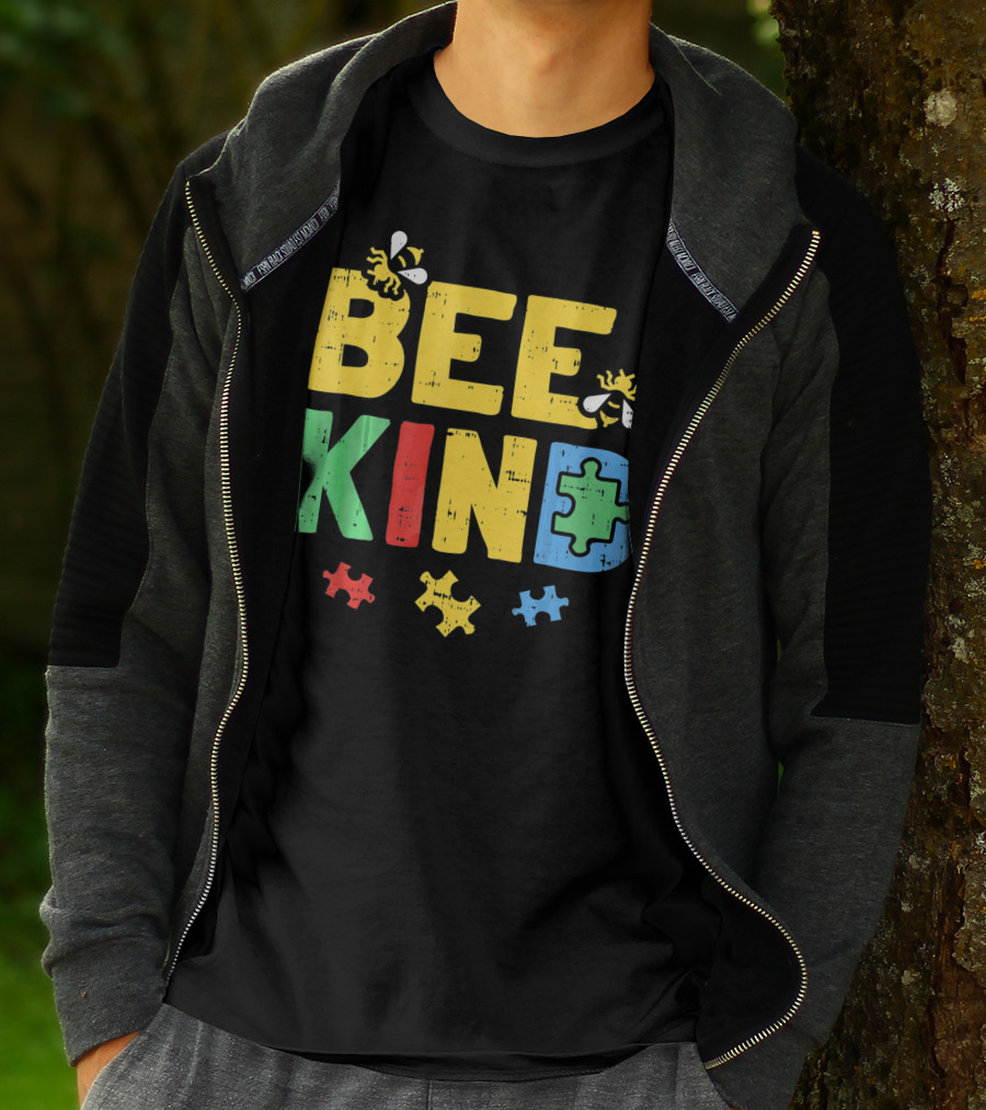 BEE KIND Puzzle Autism Awareness Bees T-Shirt