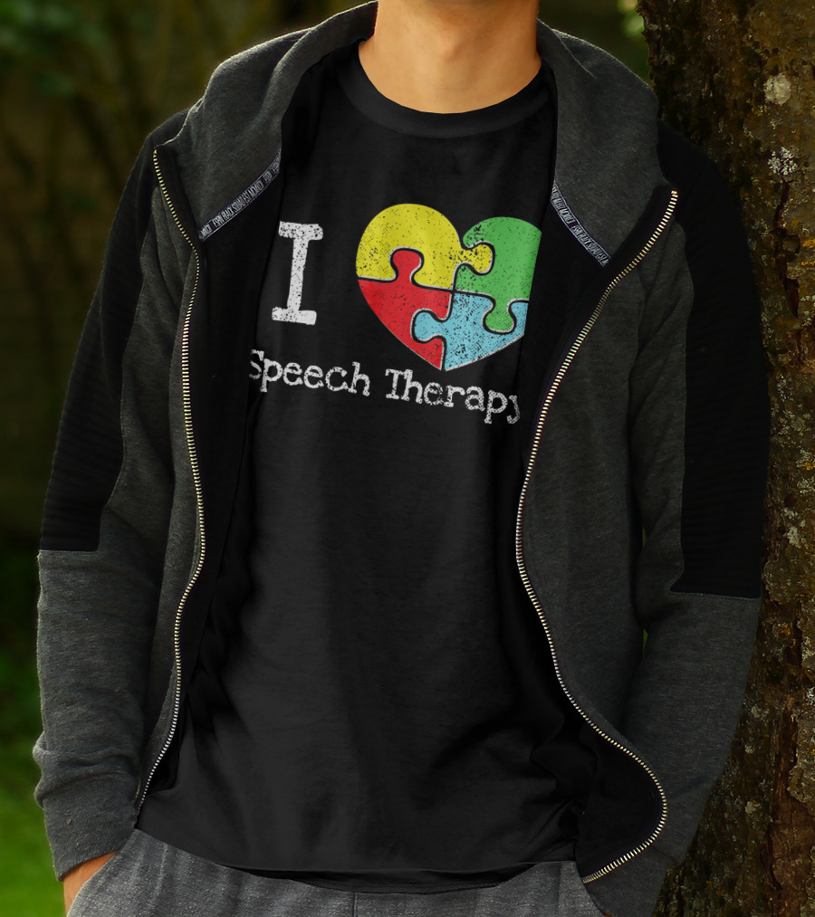 I Heart Speech Therapy Puzzle Autism Awareness T-Shirt