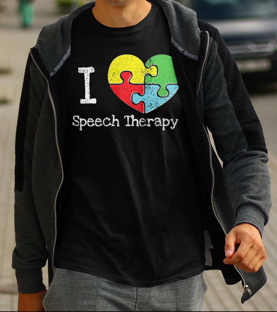 I Heart Speech Therapy Puzzle Autism Awareness T-Shirt