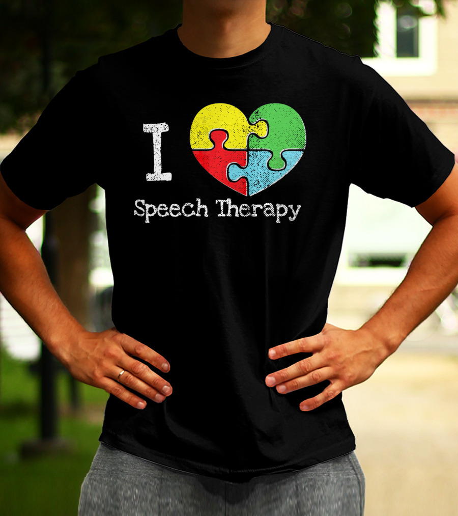 I Heart Speech Therapy Puzzle Autism Awareness T-Shirt