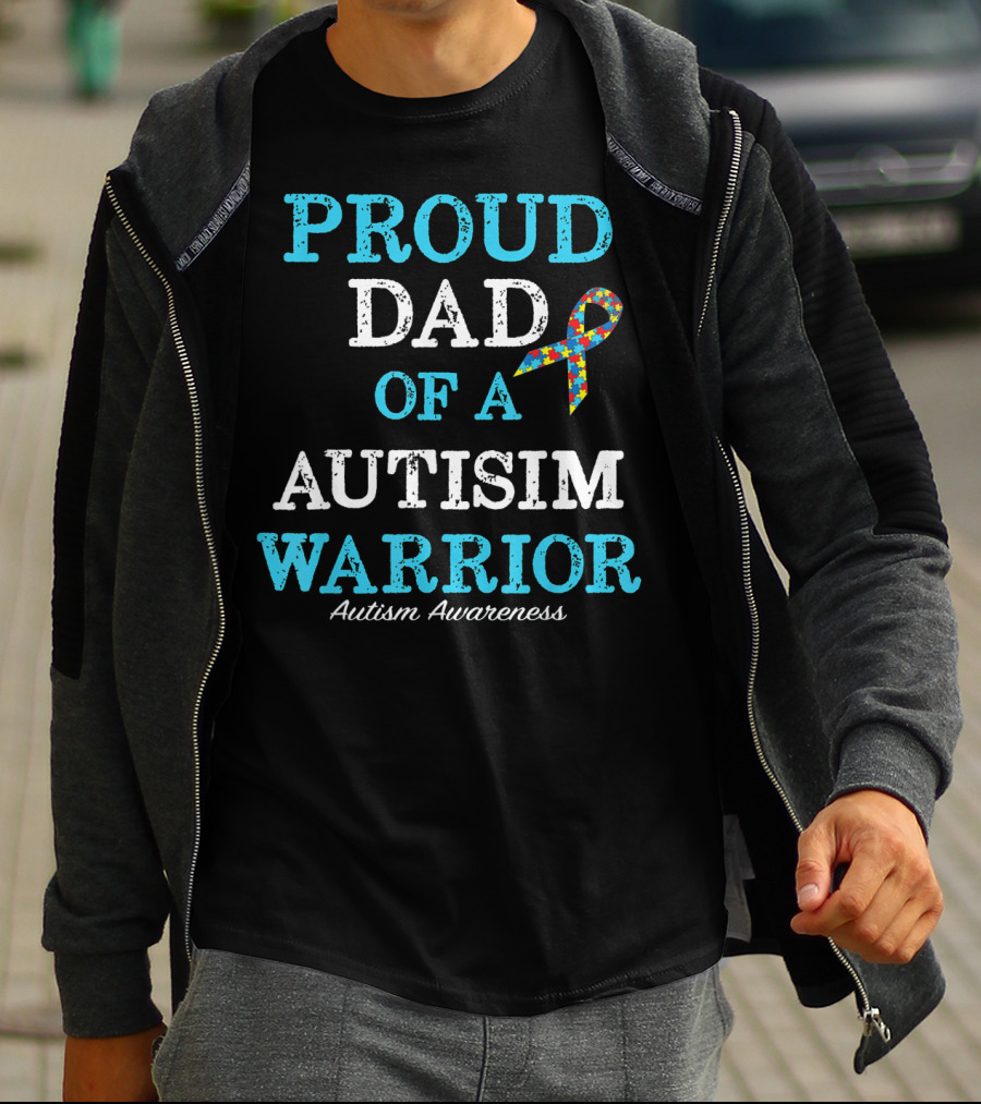 Proud Dad Of An Autism Warrior Autism Awareness T-Shirt