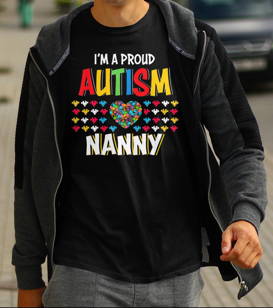 I'm A Proud Autism Nanny Heart Puzzle T-Shirt