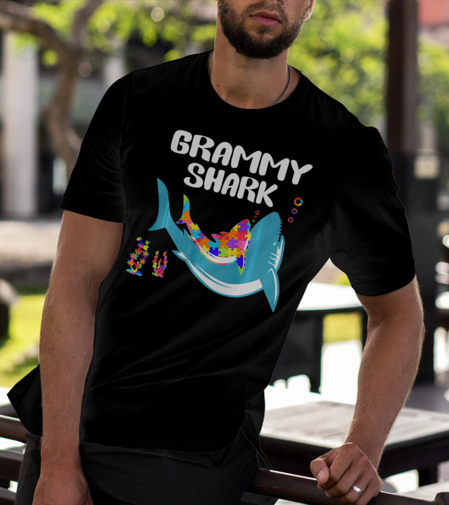 GRAMMY SHARK Autism Awareness Puzzle Shark T-Shirt