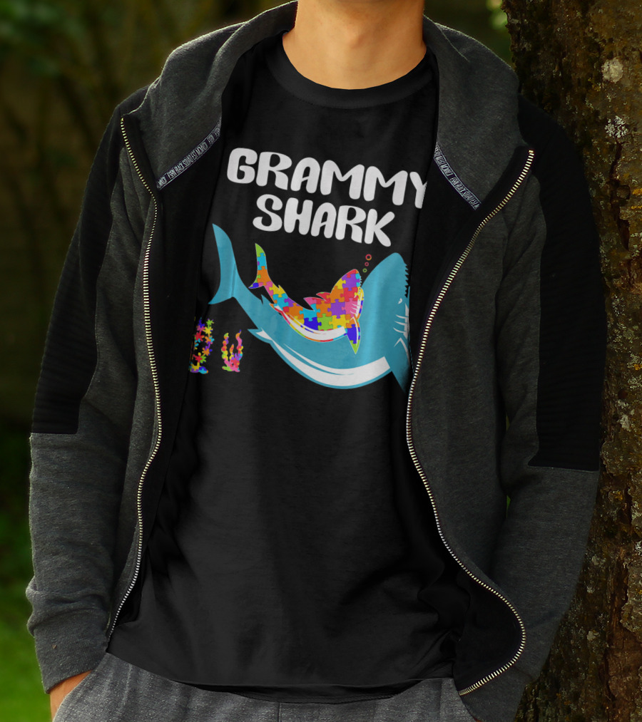 GRAMMY SHARK Autism Awareness Puzzle Shark T-Shirt