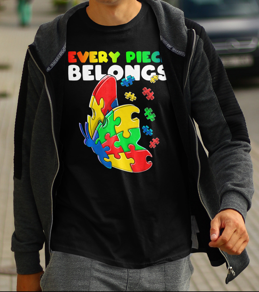 Every Piece Belongs Autism Awareness Butterfly Puzzle Pieces T-Shirt