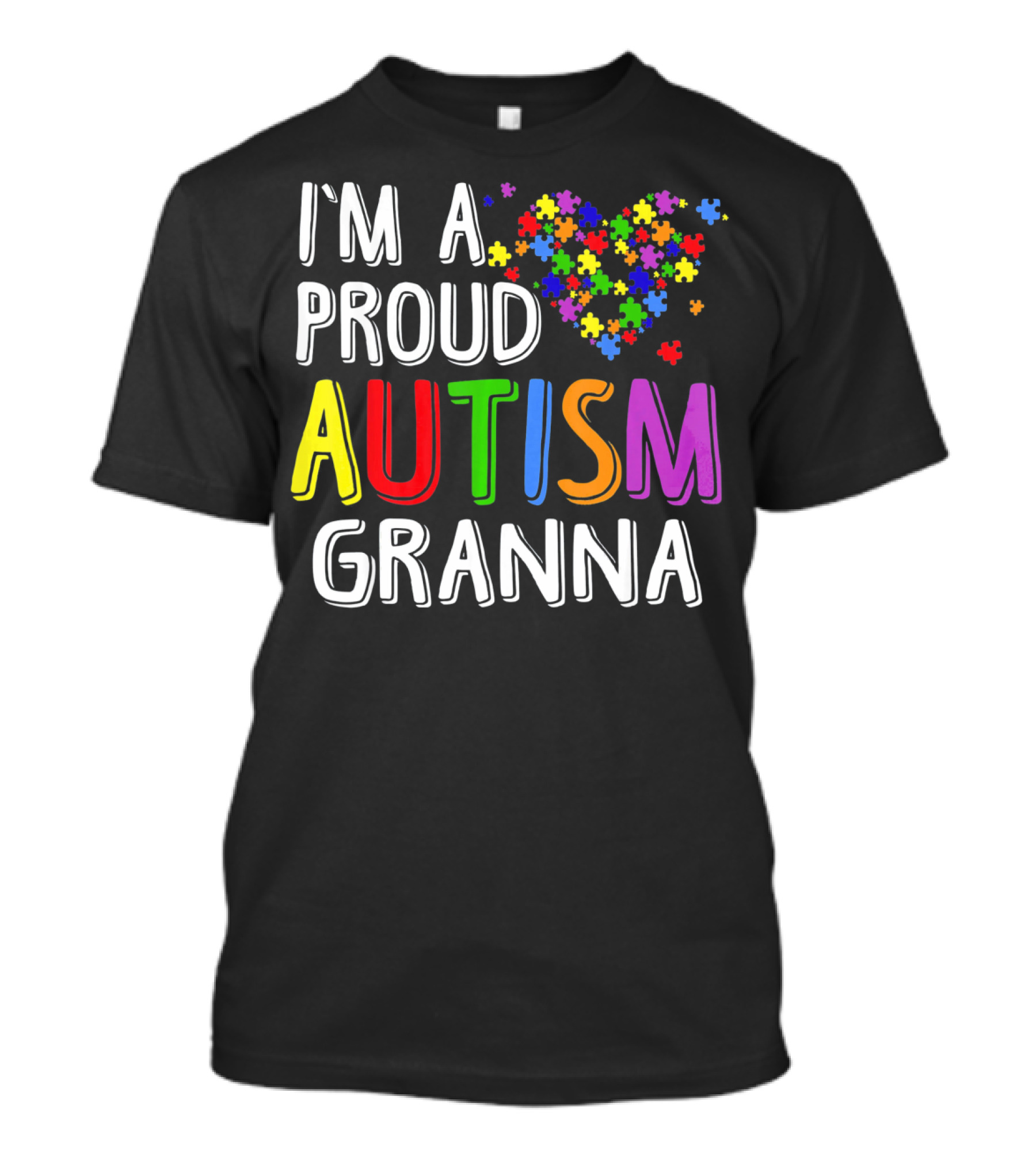 I'M A PROUD AUTISM GRANNA Puzzle Heart T-Shirt