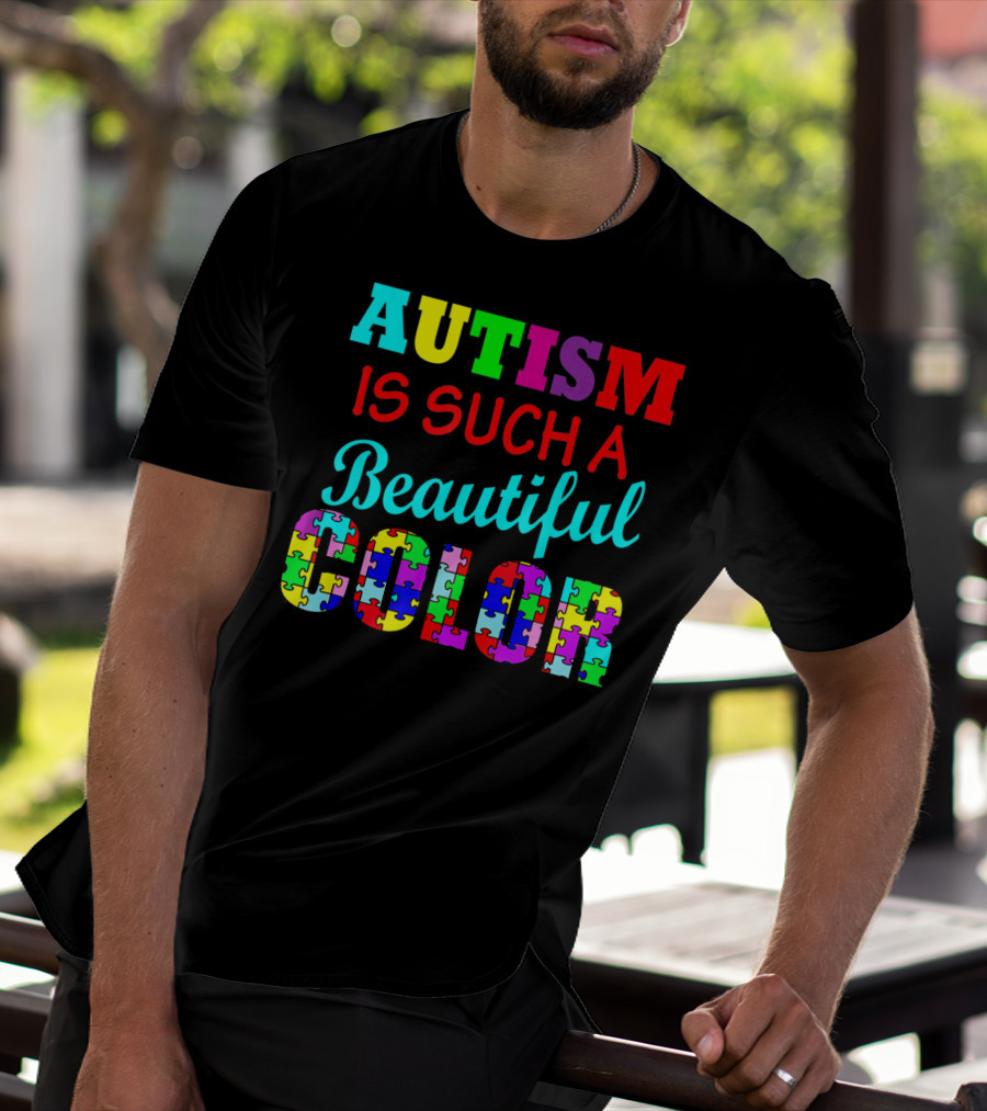 Autism Is Such A Beautiful Color Puzzle Piece Letters T-Shirt