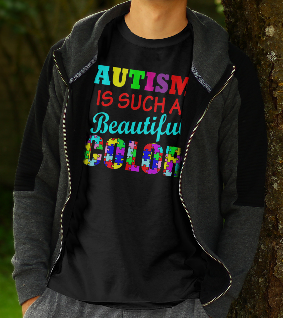 Autism Is Such A Beautiful Color Puzzle Piece Letters T-Shirt