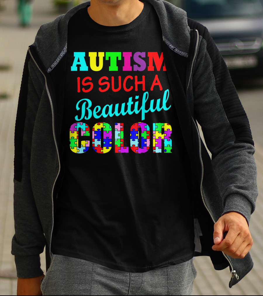 Autism Is Such A Beautiful Color Puzzle Piece Letters T-Shirt