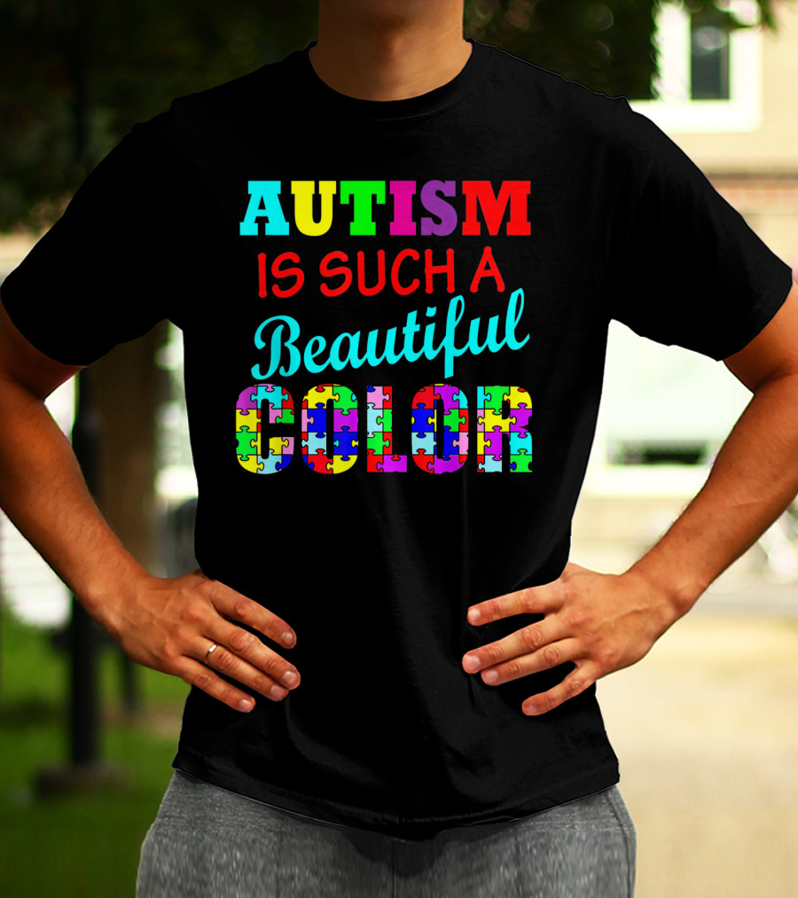 Autism Is Such A Beautiful Color Puzzle Piece Letters T-Shirt