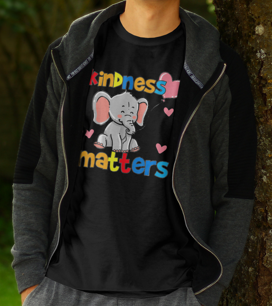Kindness Matters Autism Awareness Elephant With Hearts T-Shirt