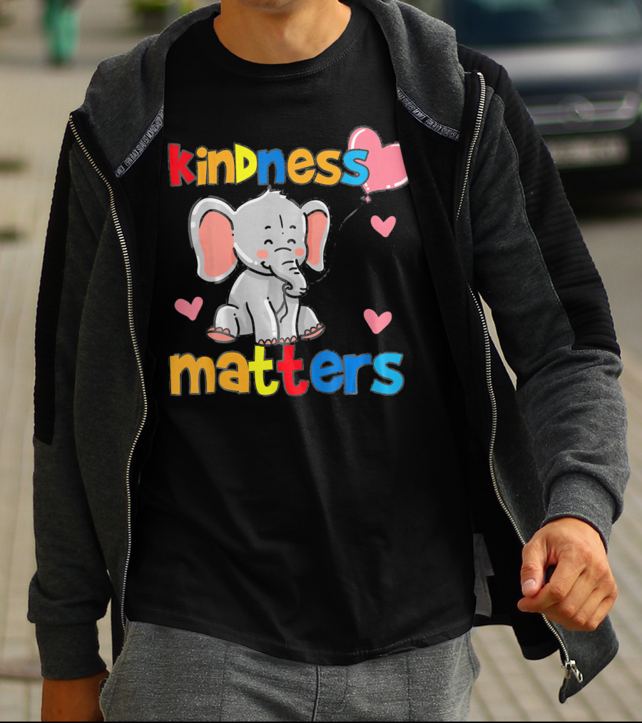 Kindness Matters Autism Awareness Elephant With Hearts T-Shirt
