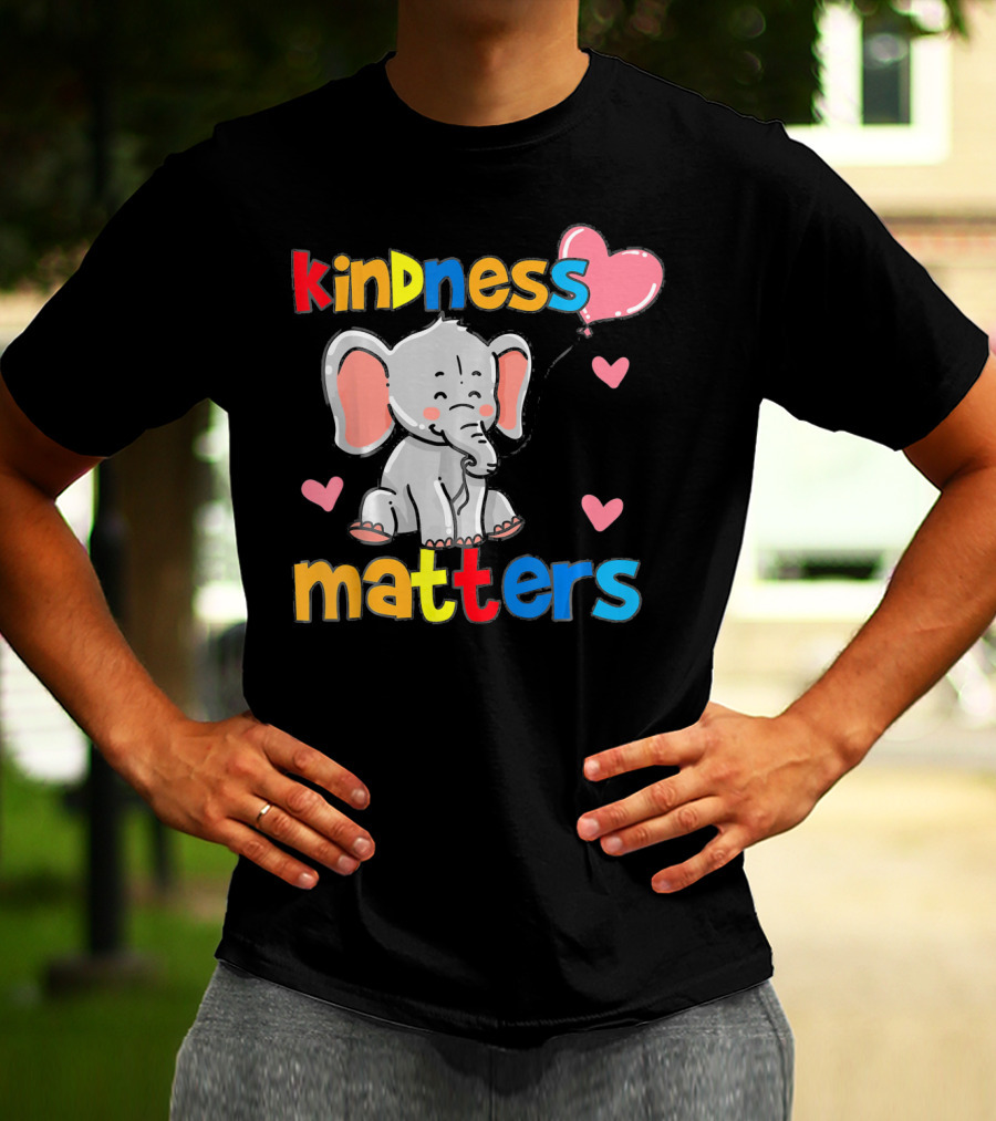 Kindness Matters Autism Awareness Elephant With Hearts T-Shirt